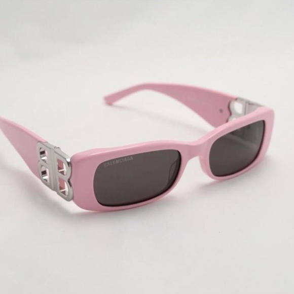 Womens Balenciaga Rectangular Sunglasses - Pink/Silver - Picture 1 of 8